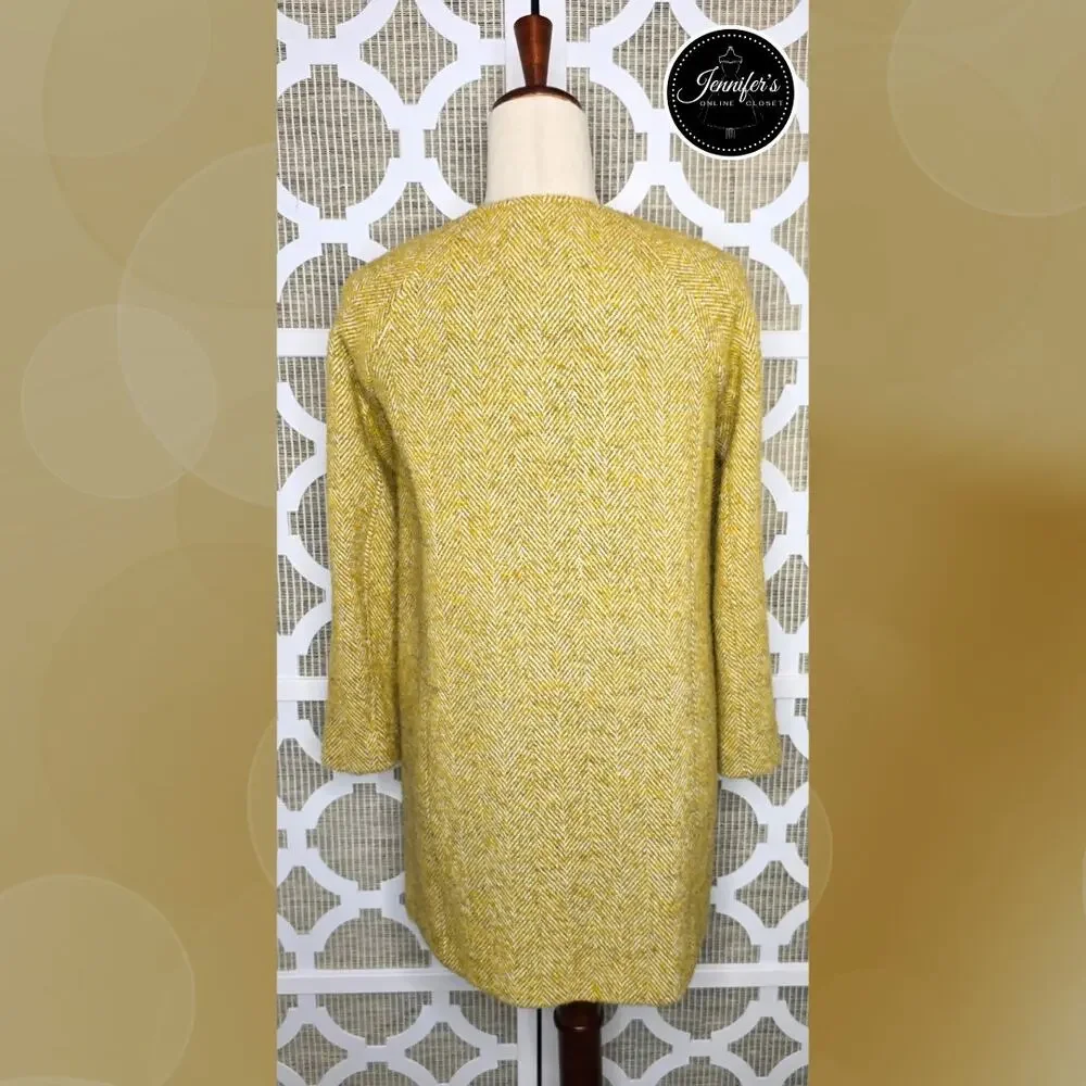 Boden Mustard Sienna Herringbone Wool Alpaca Blend Driving Coat Size 2P